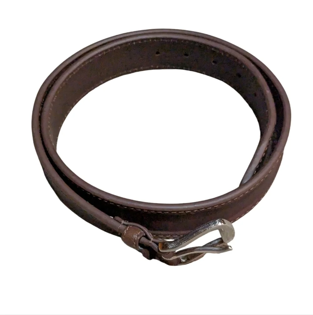 EUC Men genuine leather belt dark brown Waist 36